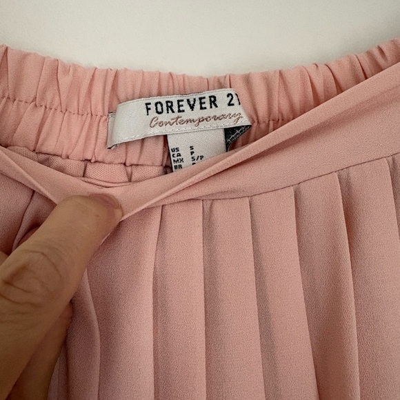 Vintage Forever 21 Peach A-Line Pleated Flowy Maxi Midi Dressy Skirt - Picture 2 of 3